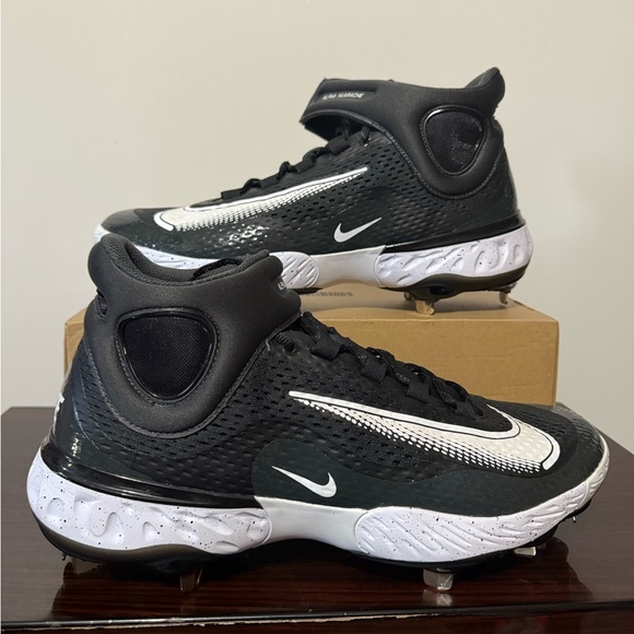 Mens Size 12 Nike Alpha Huarache Elite 4 Mid Black Baseball Shoes DJ6520-003 - Picture 1 of 5